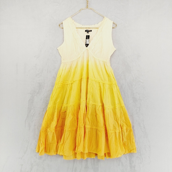 Chaudry Dresses & Skirts - New Chaudry V-Neck Sleeveless Midi Yellow Cotton Dress P2378